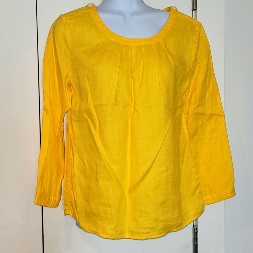J. Crew vibrant yellow linen top